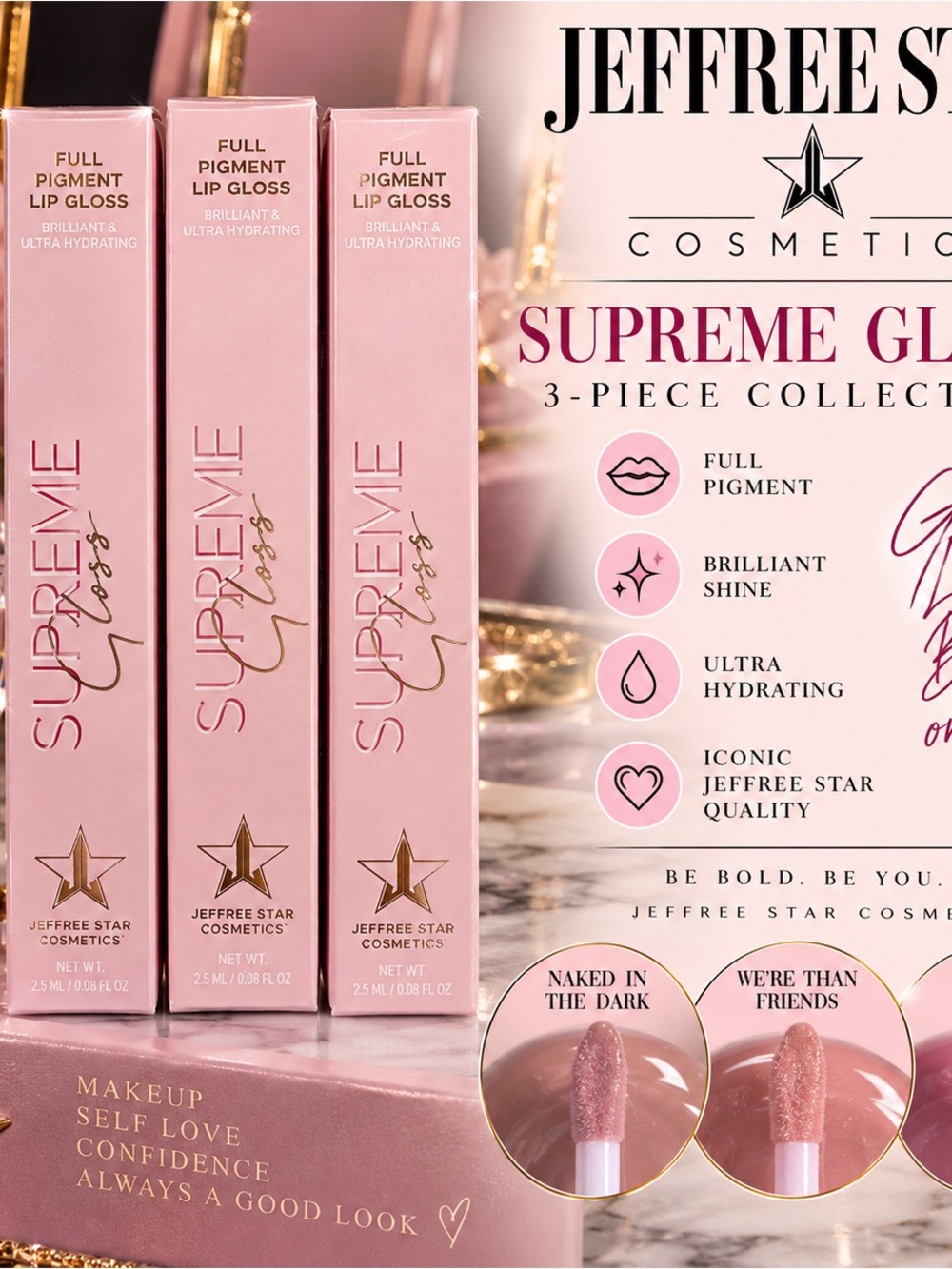 Jeffree Star Supreme Gloss 3-Piece Set — Pink Shades